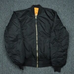 Alpha Industries Jacket Men Large Black Orange Flyers Flight Reversible Bomber